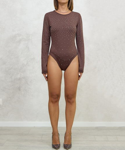 Body in lycra con strass marrone - Odi Odi