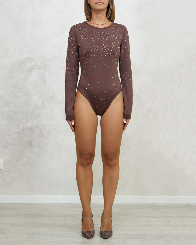 Body in lycra con strass marrone - Odi Odi