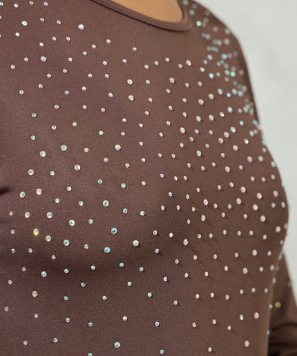 Body in lycra con strass marrone - Odi Odi