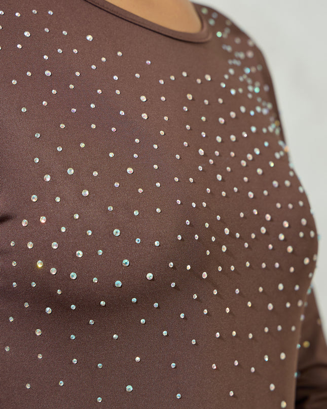 Body in lycra con strass marrone - Odi Odi
