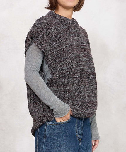 Smanicato in maglia grigio/bordeaux - Akep