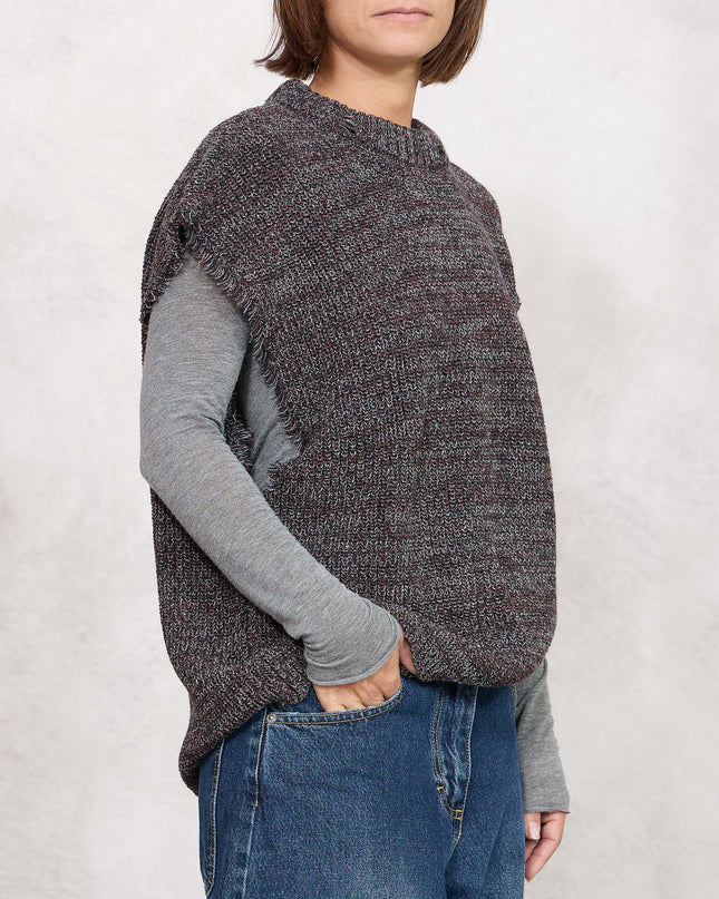 Smanicato in maglia grigio/bordeaux - Akep