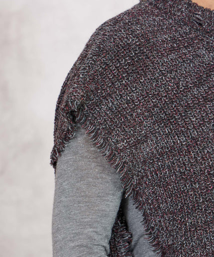 Smanicato in maglia grigio/bordeaux - Akep