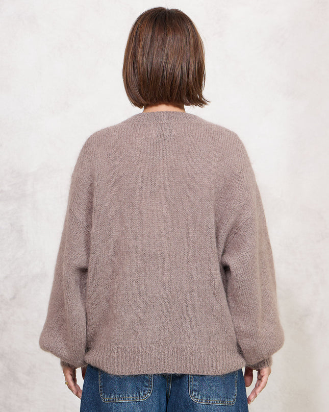 Cardigan zip con ricami taupe - Frontstreet