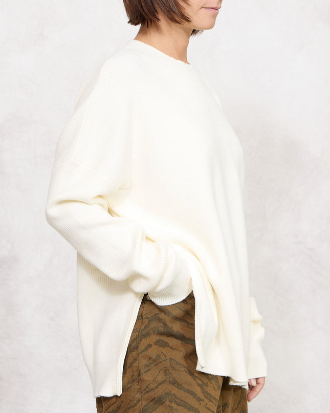 Pull costa inglese con zip panna - White Whise