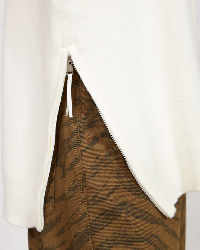 Pull costa inglese con zip panna - White Whise
