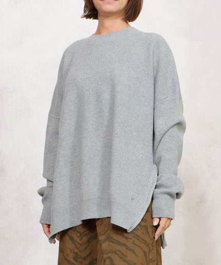Pull costa inglese con zip grigio - White Whise