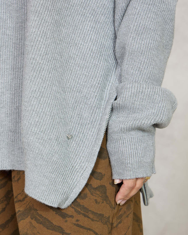 Pull costa inglese con zip grigio - White Whise