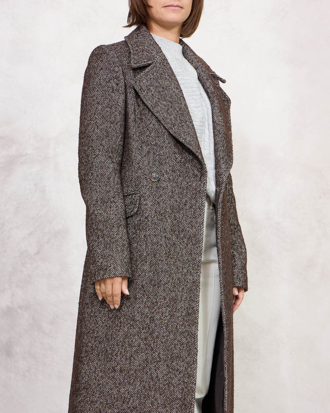 Cappotto lungo spigato moro - White Whise