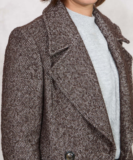 Cappotto lungo spigato moro - White Whise