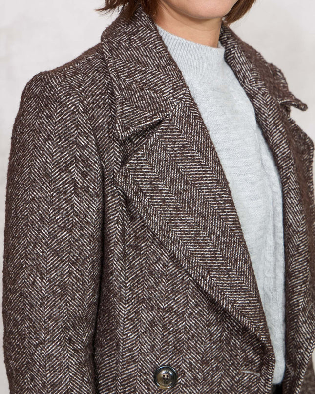 Cappotto lungo spigato moro - White Whise