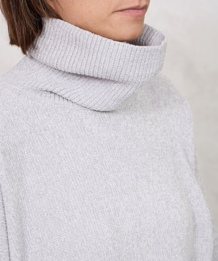 Pull collo alto ciniglia perla - White Whise