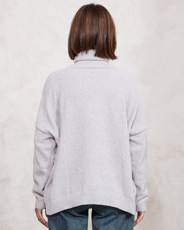 Pull collo alto ciniglia perla - White Whise