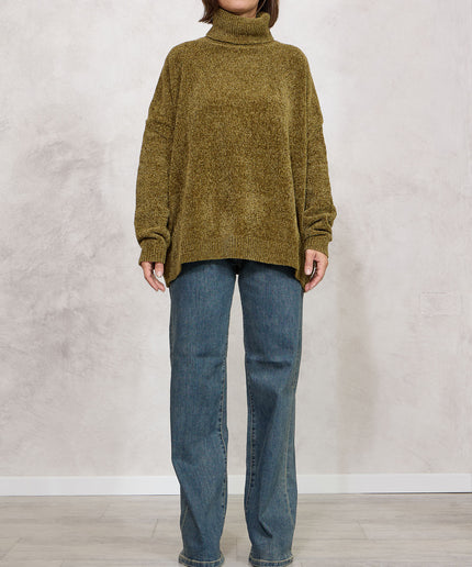 Pull collo alto ciniglia verde - White Whise