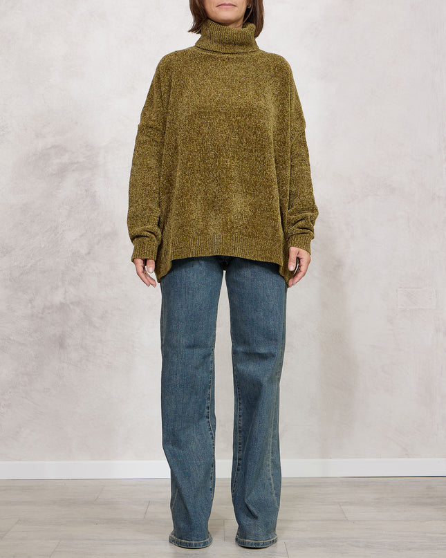 Pull collo alto ciniglia verde - White Whise