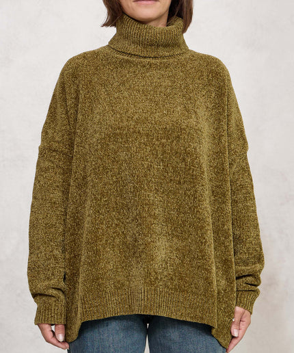 Pull collo alto ciniglia verde - White Whise