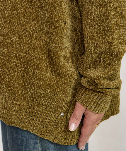 Pull collo alto ciniglia verde - White Whise
