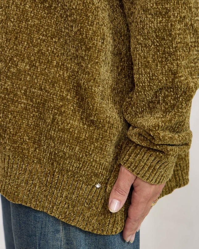 Pull collo alto ciniglia verde - White Whise