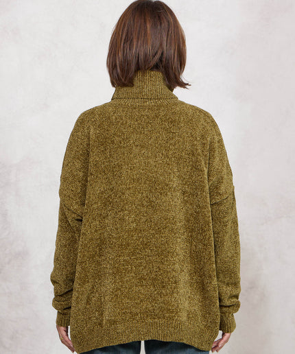 Pull collo alto ciniglia verde - White Whise