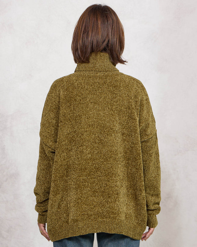 Pull collo alto ciniglia verde - White Whise
