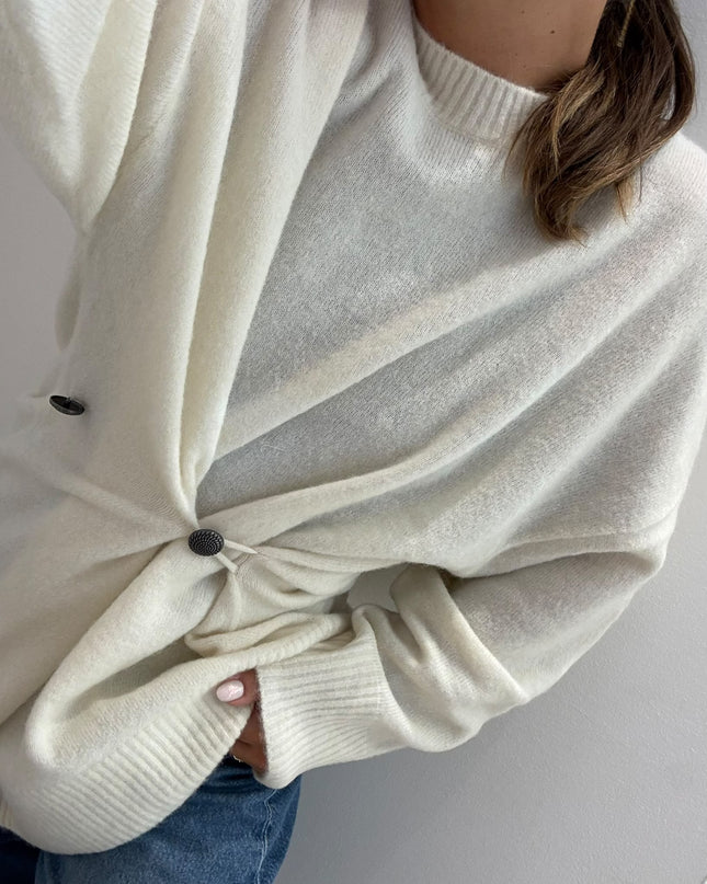 Pull con chiusura asimmetrica panna - Akep