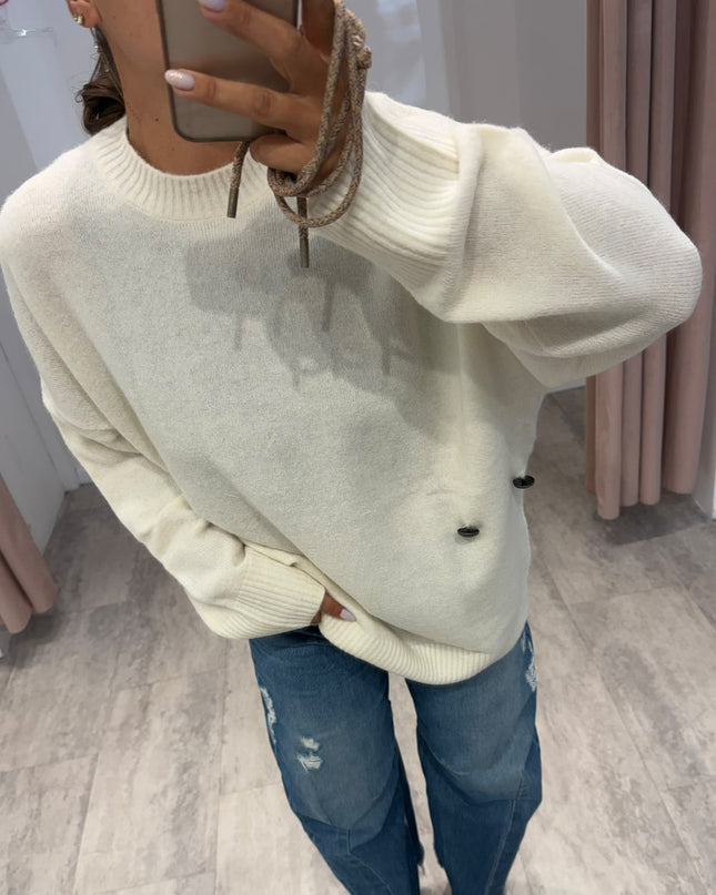 Pull con chiusura asimmetrica panna - Akep