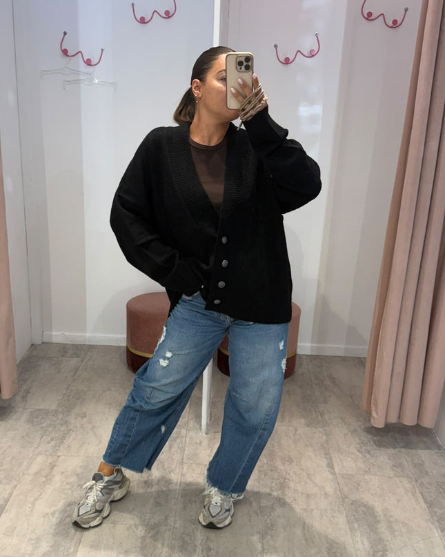 Cardigan con chiusura asimmetrica nero - Akep