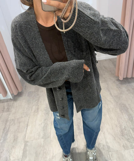 Cardigan con chiusura asimmetrica grigio - Akep