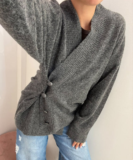 Cardigan con chiusura asimmetrica grigio - Akep