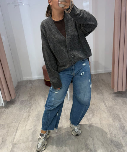 Cardigan con chiusura asimmetrica grigio - Akep