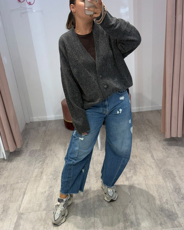 Cardigan con chiusura asimmetrica grigio - Akep