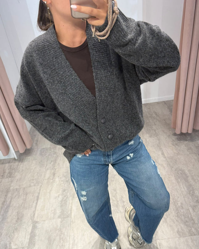 Cardigan con chiusura asimmetrica grigio - Akep