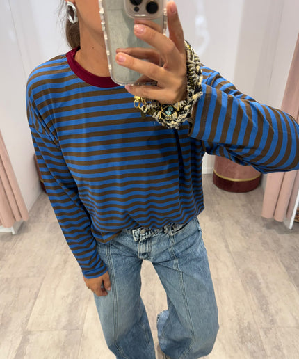 T-shirt righe basic nutella/corda - Haveone