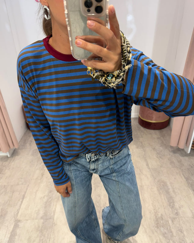 T-shirt righe basic nutella/corda - Haveone