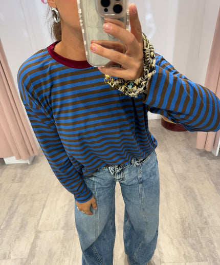 T-shirt righe basic nutella/corda - Haveone