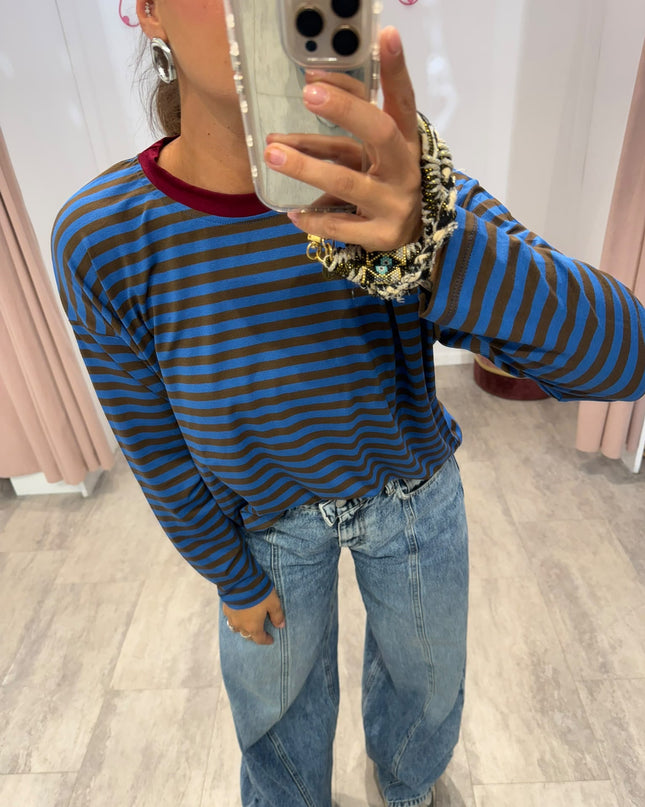 T-shirt righe basic nutella/corda - Haveone