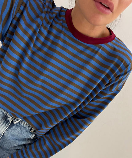 T-shirt righe basic nutella/corda - Haveone