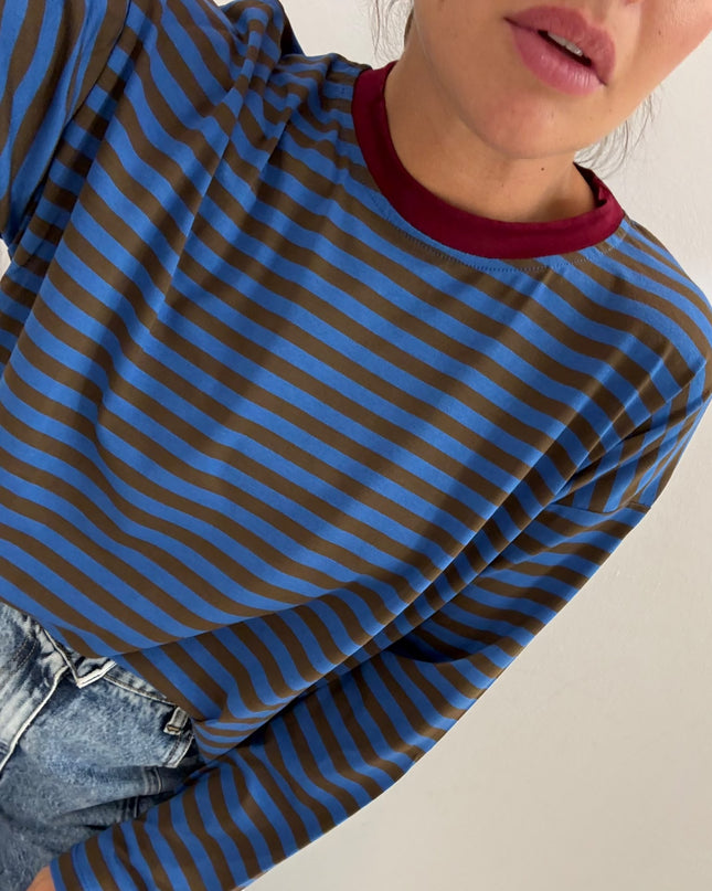 T-shirt righe basic nutella/corda - Haveone