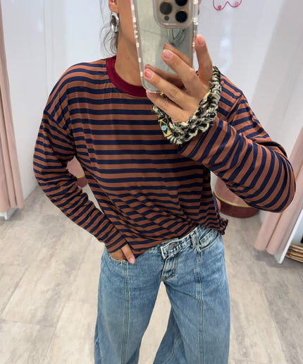 T-shirt righe basic corda/blu - Haveone