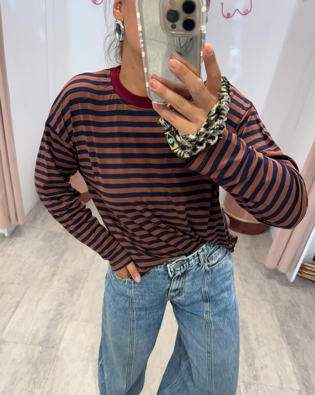T-shirt righe basic corda/blu - Haveone