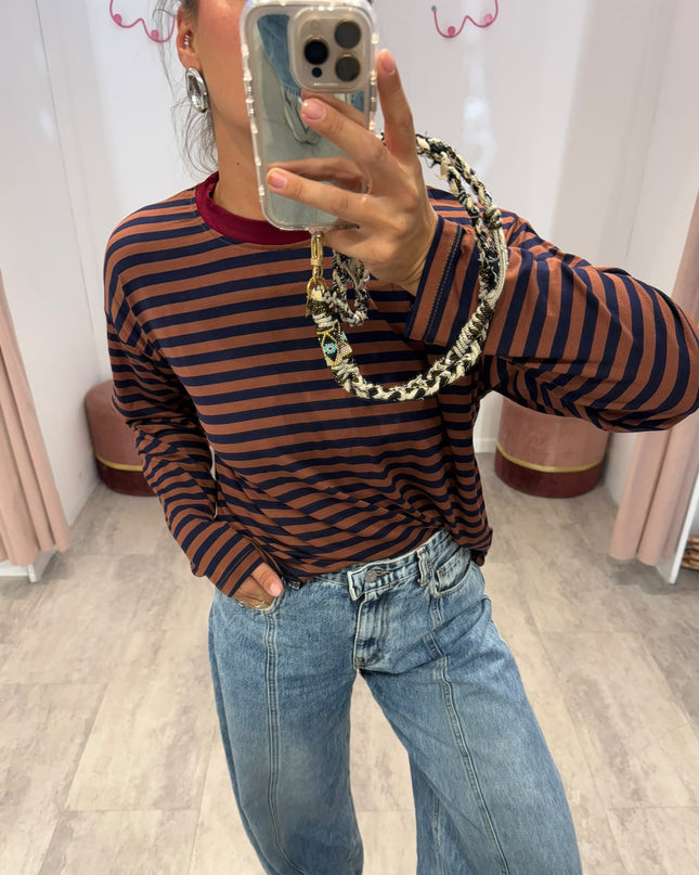 T-shirt righe basic corda/blu - Haveone
