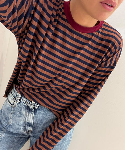 T-shirt righe basic corda/blu - Haveone