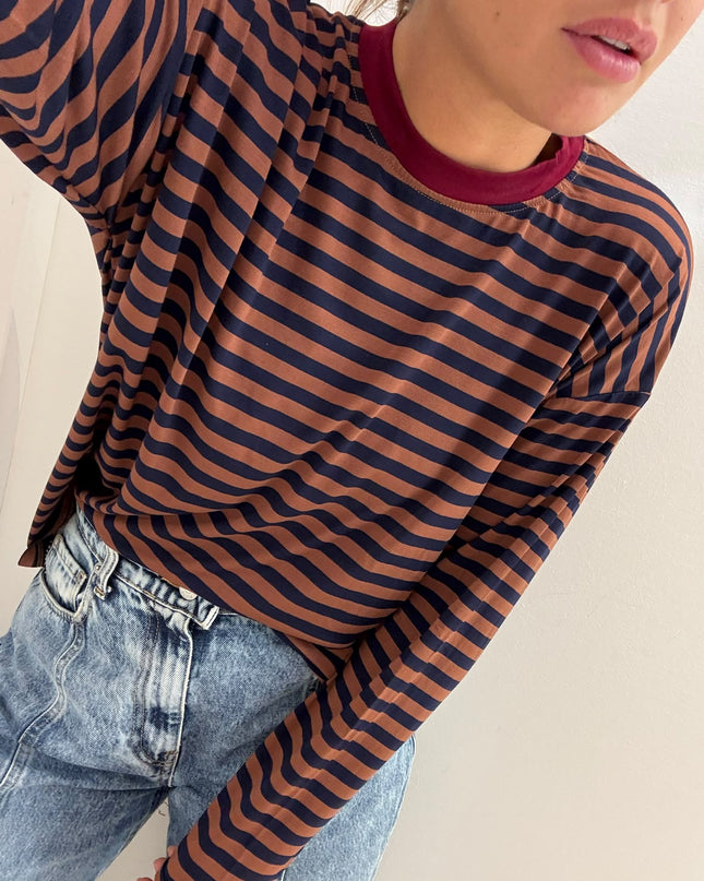 T-shirt righe basic corda/blu - Haveone