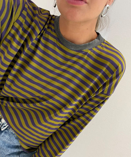 T-shirt righe basic verde/viola - Haveone