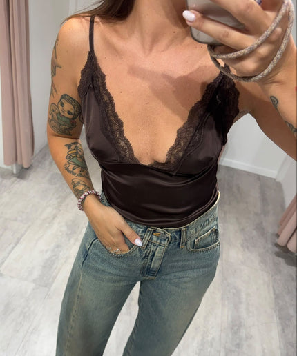 Body con pizzo panna - Haveone