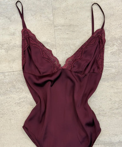 Body con pizzo bordeaux - Haveone