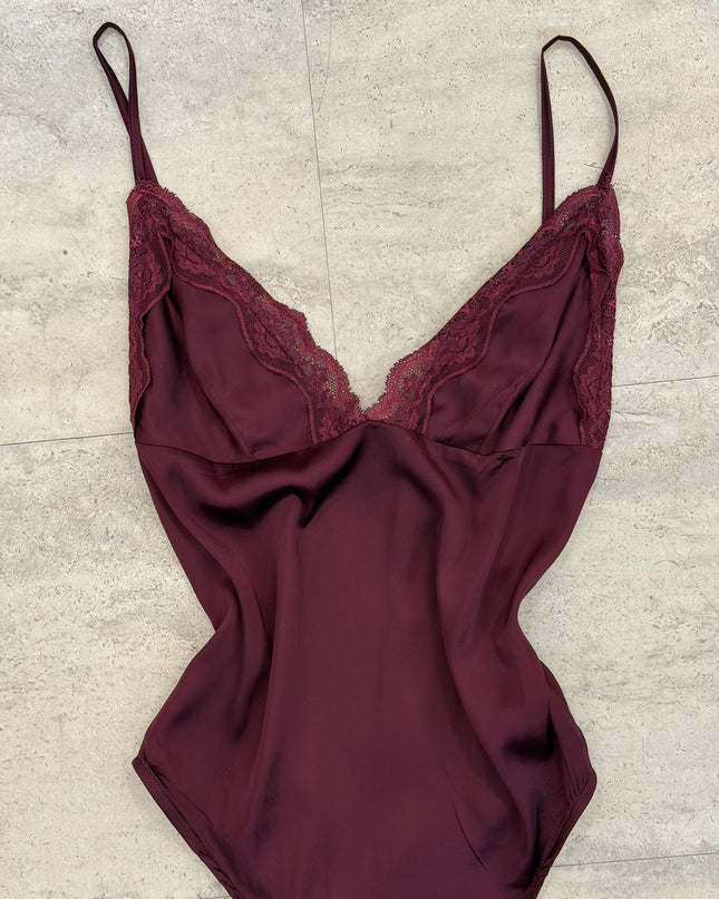 Body con pizzo bordeaux - Haveone