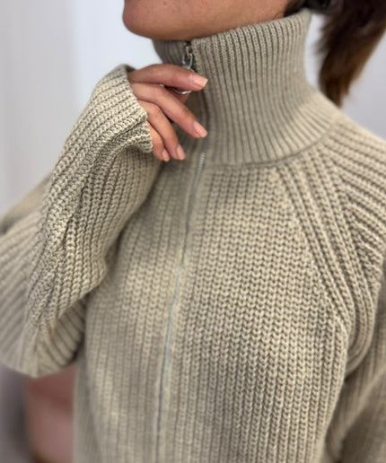 Cardigan full zip beige - Haveone