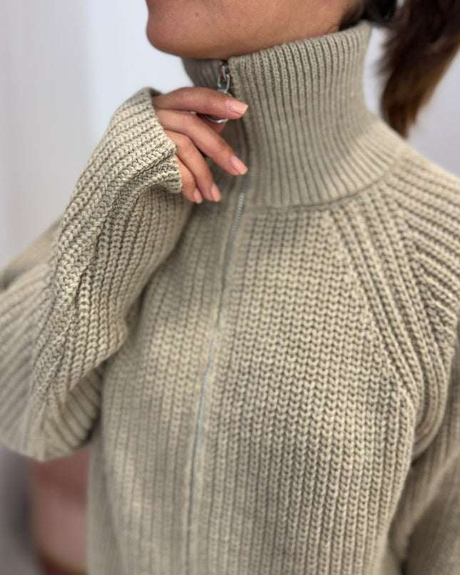 Cardigan full zip beige - Haveone