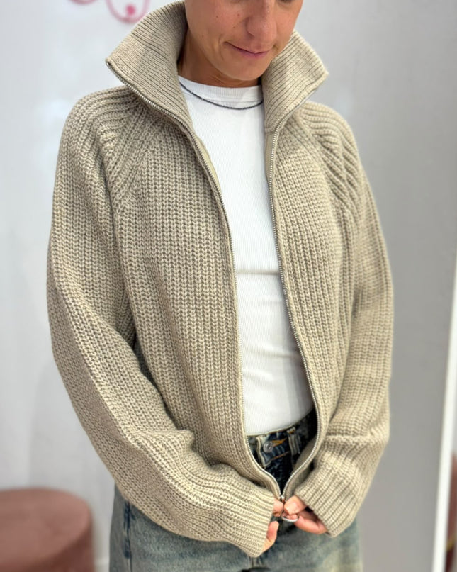 Cardigan full zip beige - Haveone